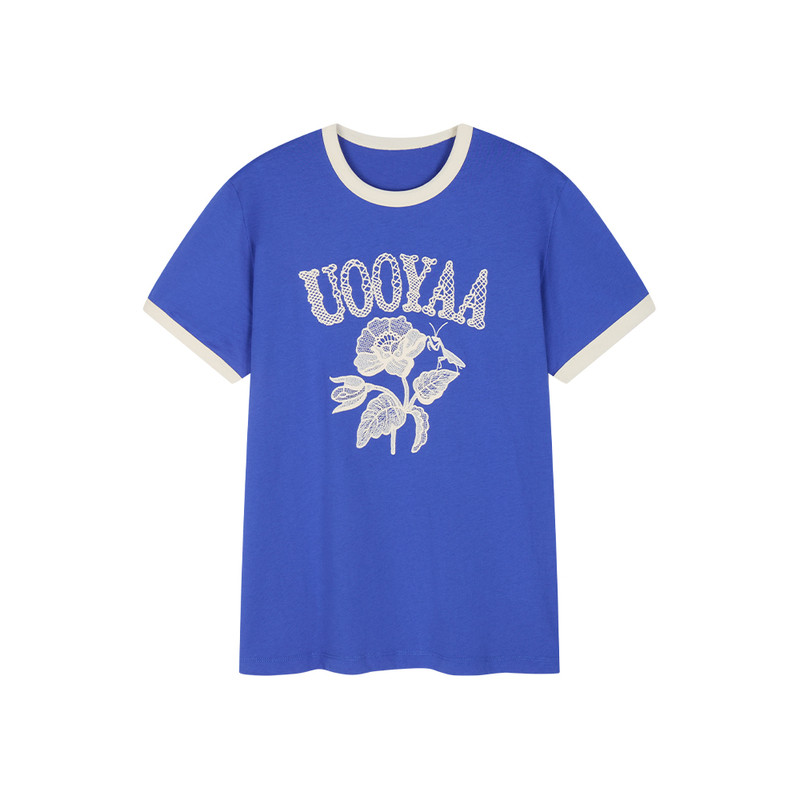 UOOYAA/乌丫蕾丝花卉RingerT恤