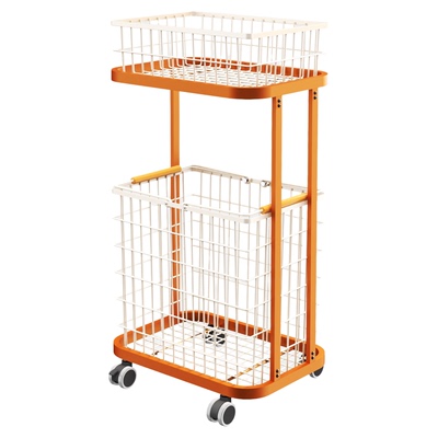 双层脏衣篮可移动置物架推车