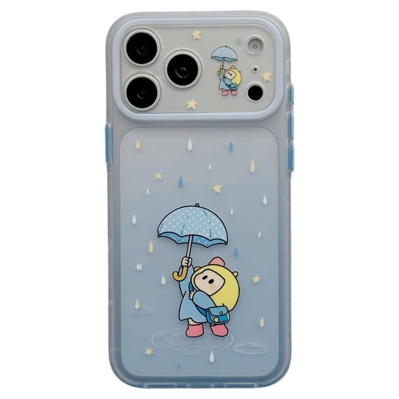 MoreRex透蓝可爱雨天撑伞yoyo女孩适用苹果18手机壳iphone17promax新款18pro磨砂15全包防摔保护套14女16独特