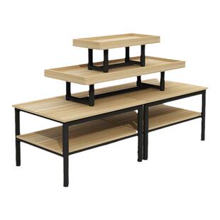 超市中岛货架堆头化妆品展示柜服装店鞋子展示架促销台三层流水台