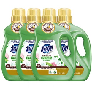 超能植沐悦色洗衣液3.38kg*4瓶27斤护衣防串色植物氨基酸持久留香