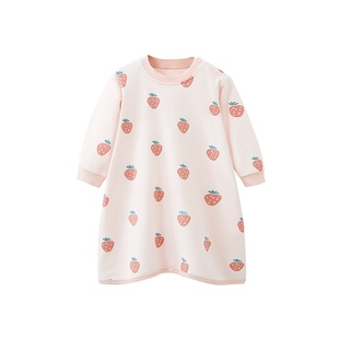 女童睡袍儿童连体睡衣纯棉a类宝宝家居服防踢护肚睡袋睡裙春秋款