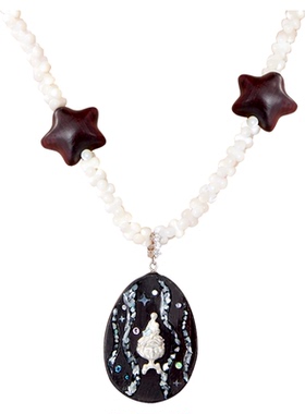 幻物海洋之梦木质纯银项链