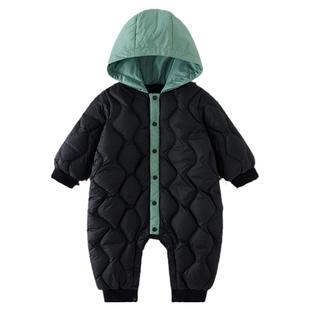 童泰宝宝羽绒服连体衣冬季轻薄婴儿三防鸭绒哈衣儿童连帽外出服
