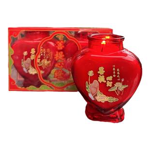 礼佛36小时红玻璃菩提心灯无烟植物酥油祈愿灯防风红色蜡烛长明灯