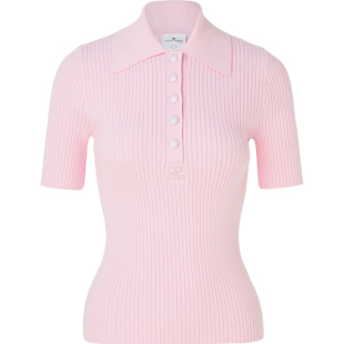 【618狂欢】Courreges 春夏女士摩登风格贴花罗纹针织 Polo 衫