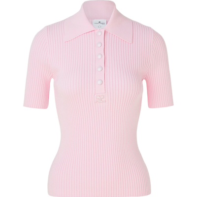 【折扣】Courreges 女士摩登风格贴花罗纹针织 Polo 衫