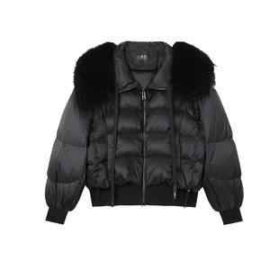 白鹿语大貉子毛领加厚羽绒外套2024冬新款优雅保暖短款羽绒服女