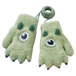 迪士尼正版可爱大眼仔2-4岁儿童婴幼童宝宝手套冬季带绳挂脖保暖