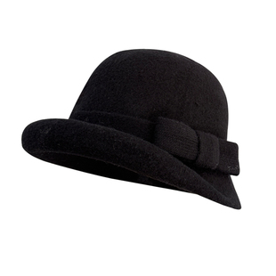 出口韩国羊毛赫本风礼帽大头围法式蝴蝶结渔夫帽秋冬千金风大码