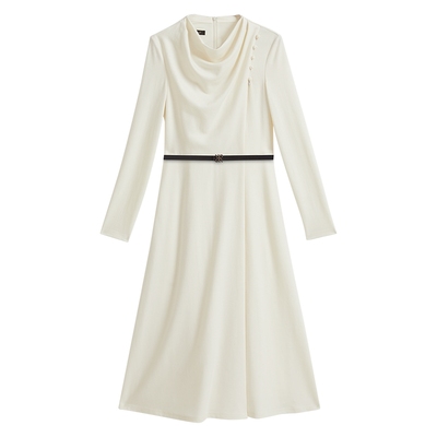 【新中式】YINER音儿2025春新款佩普洛斯褶美丽诺羊毛针织连衣裙