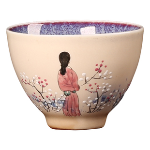 熹言手绘窑变陶瓷茶具主人杯女士功夫茶杯个人专用杯子中式单杯女