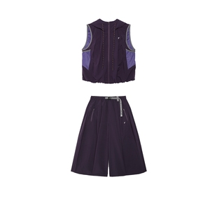 【套装】半圆原创女装[运动2026秋季宽松休闲连帽马夹+裙裤两件套