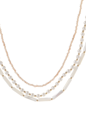 Hihipenny/纯白梦境原创叠戴天然贝壳锁骨链锆石小众设计珍珠项链