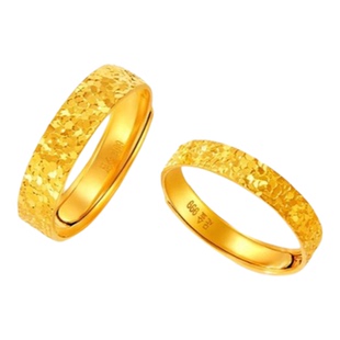 深圳水贝黄金碎碎冰戒指女999足金包银古法素圈指环S男女士情侣款