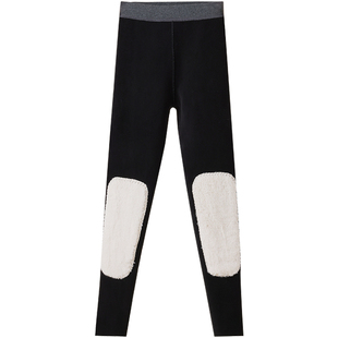 加绒加厚打底裤女秋冬高腰紧身保暖裤羊羔绒护腰护膝贴片防寒棉裤