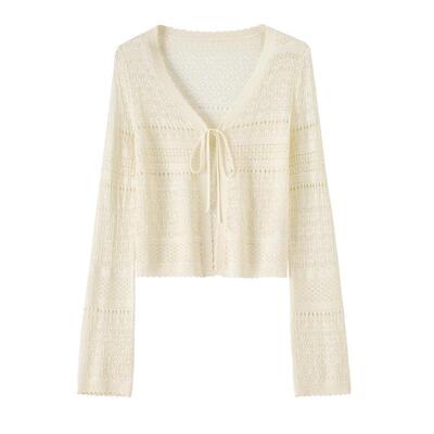 BANANACICIV领系带长袖针织罩衫