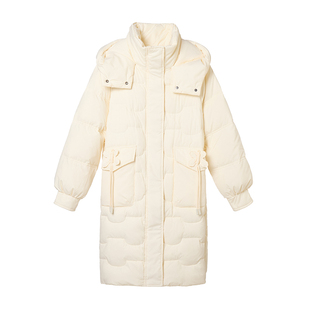 VIEA.ING薇迎肌理感羽绒服女2025冬季新年量感暖核连帽长款外套