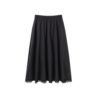 西町村屋气质半身裙女装2025冬季新款蕾丝拼接长款摆裙XHAD10108