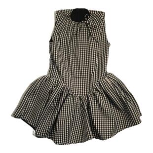 EVAN正版现货】甜美设计感灰色格纹蛋糕蓬蓬裙高腰收腰短裙连衣裙