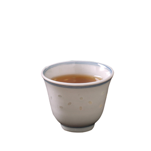 景德镇缘满瓷陶瓷八十年代光明瓷厂青花双线飞鹤芯玲珑金钟杯单个