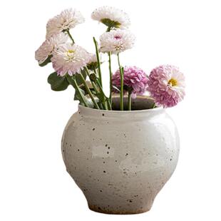 陶美集景德镇粗陶小花瓶日式侘寂风复古陶罐中古水培鲜花器小摆件