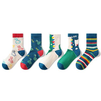 耐穿绿色恐龙乐园儿童棉袜男女袜