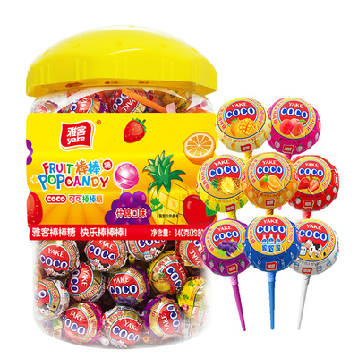 雅客水果味棒棒糖整桶装零食