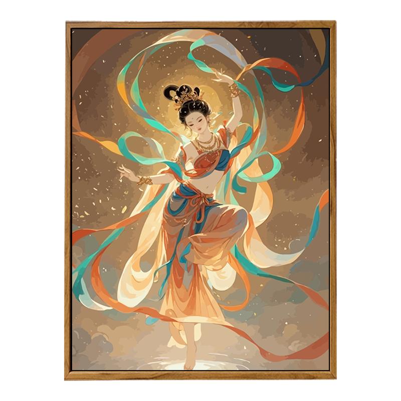 中国敦煌风飞天神女数字油画DIY