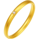 周六福黄金镶嵌钻石戒指沙面简约素圈戒指黄金女款送女友节日礼物