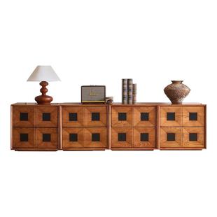 中古风实木光阴柜储物柜法式复古实木斗柜小户型中古实木斗柜