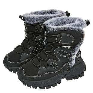 泰兰尼斯冬季儿童雪地靴男宝加绒保暖儿童棉鞋防水防滑女童大棉鞋