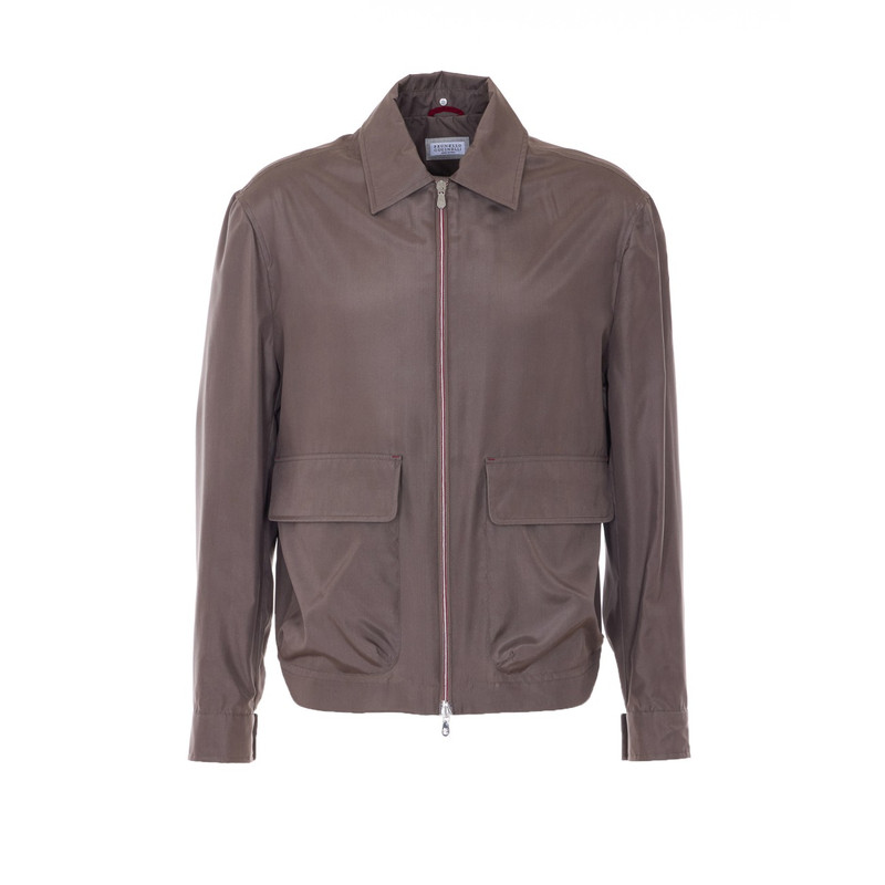 Brunello Cucinelli 男士棕色真丝混纺BC夹克 26早春新意大利代购