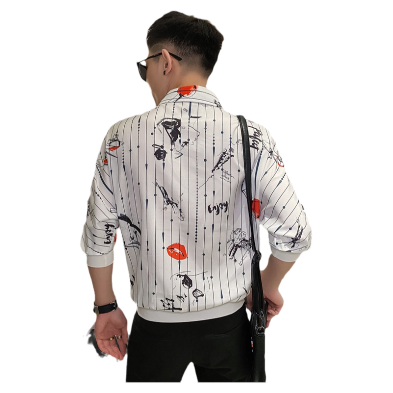 花衬衫冰丝ins潮流满印新款衣服