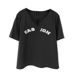 大码mm胖潮上衣夏装t恤女减龄洋气设计感时尚休闲体恤衫 清仓特卖