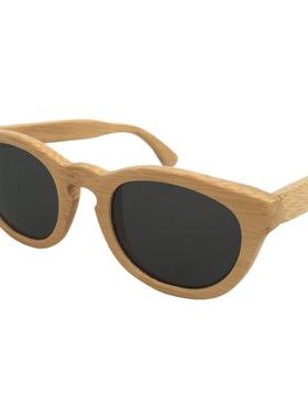 墨镜椭圆形灰色偏光竹子太阳镜