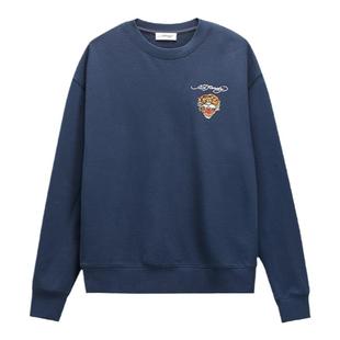 Ed Hardy埃德哈迪冬季新款拔印烫钻合身落肩男士套头衫卫衣