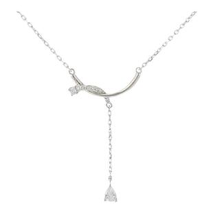 弥音原作 雨露项链925纯银挂坠水钻吊坠项链气质女锁骨链精致礼物