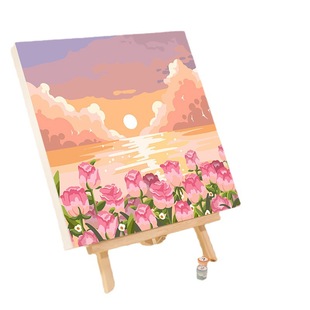 风景日出夕阳填充礼物涂鸦数字油画diy手绘丙烯油彩画手工装饰画
