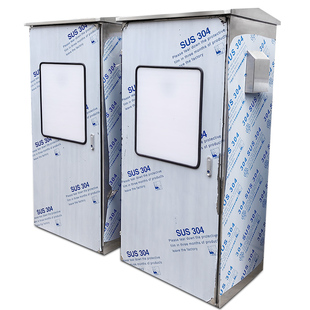 户外防水配电柜不锈钢室外双层门防水配电箱柜带玻璃内门开孔定制