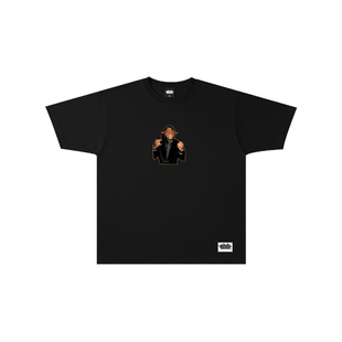 蜜丘琳美式嘻哈风重磅短袖T恤男宽松小领口卡通印花国潮街舞上衣