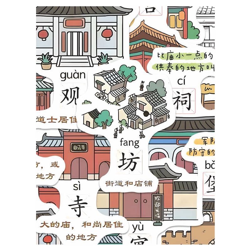 106张古代房屋贴纸儿童启蒙