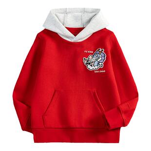 李宁儿童蛇年连帽卫衣2025新年款男童女大童红色加厚本命年拜年服