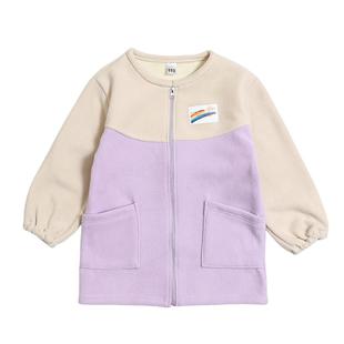 儿童罩衣摇粒绒秋冬拉链外穿洋气校服外穿防脏羽绒服男女宝宝罩衫