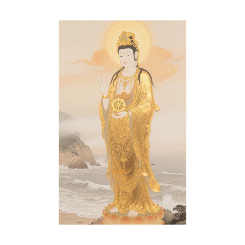 普陀山南海观音画像自贴画玄关客厅书房走廊观音大士观音菩萨墙贴