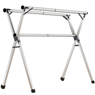 加高加厚不锈钢落地伸缩晾衣架折叠室内外晾衣架家用伸缩杆挂衣架