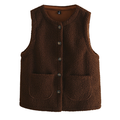 翠袖大码女装韩版皮毛一体羊羔毛马甲外套女秋冬新款宽松百搭背心