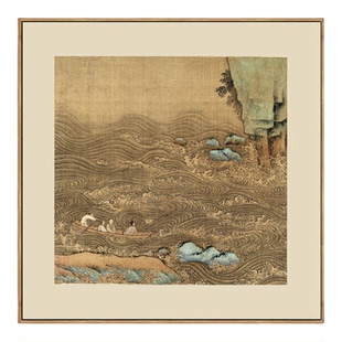 宋画小品金明池争标图古代山水画国画名画复制品仿古画装饰画挂画