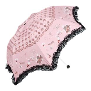 正品天堂伞黑胶超轻拱形防风晴雨两用雨伞女时尚蕾丝太阳伞遮阳伞