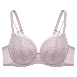 曼妮芬大胸显小文胸轻薄性感蕾丝软钢圈内衣女舒适美背大杯文胸罩
